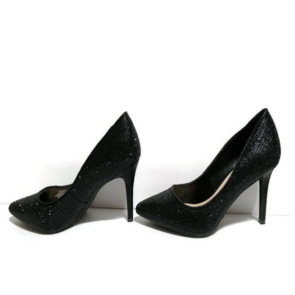 Jessica Simpson Black 3" Heel Rhinestone Pointed Toe Party Pump - Picture 3 of 8